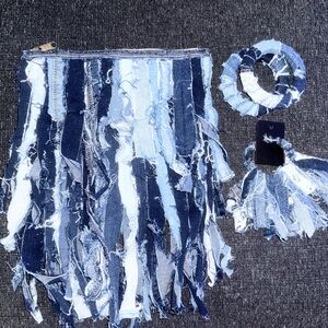 Fringe Denim Hair Accessory Set